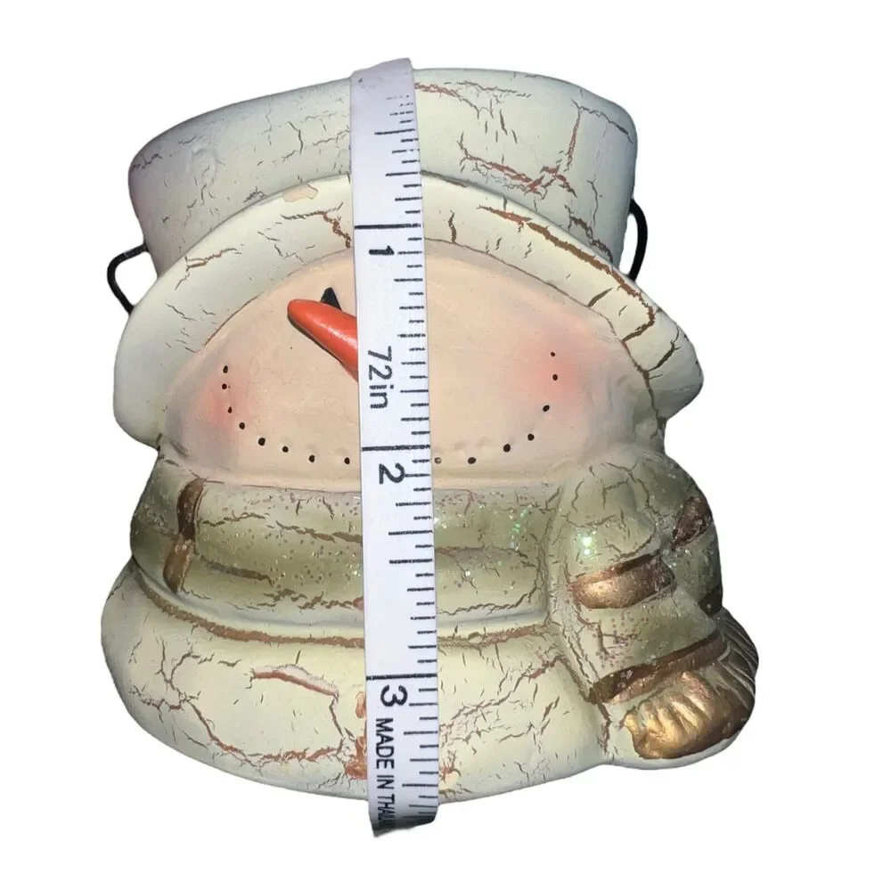 Winter Christmas Holiday Snowman Container Rustic Farmhouse Decorative
